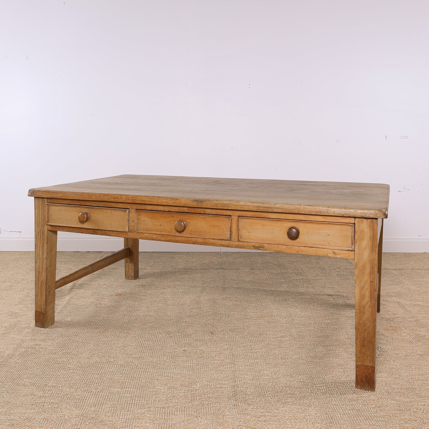 Antique English Pine Three-Drawer Farmhouse Table | Circa 1870