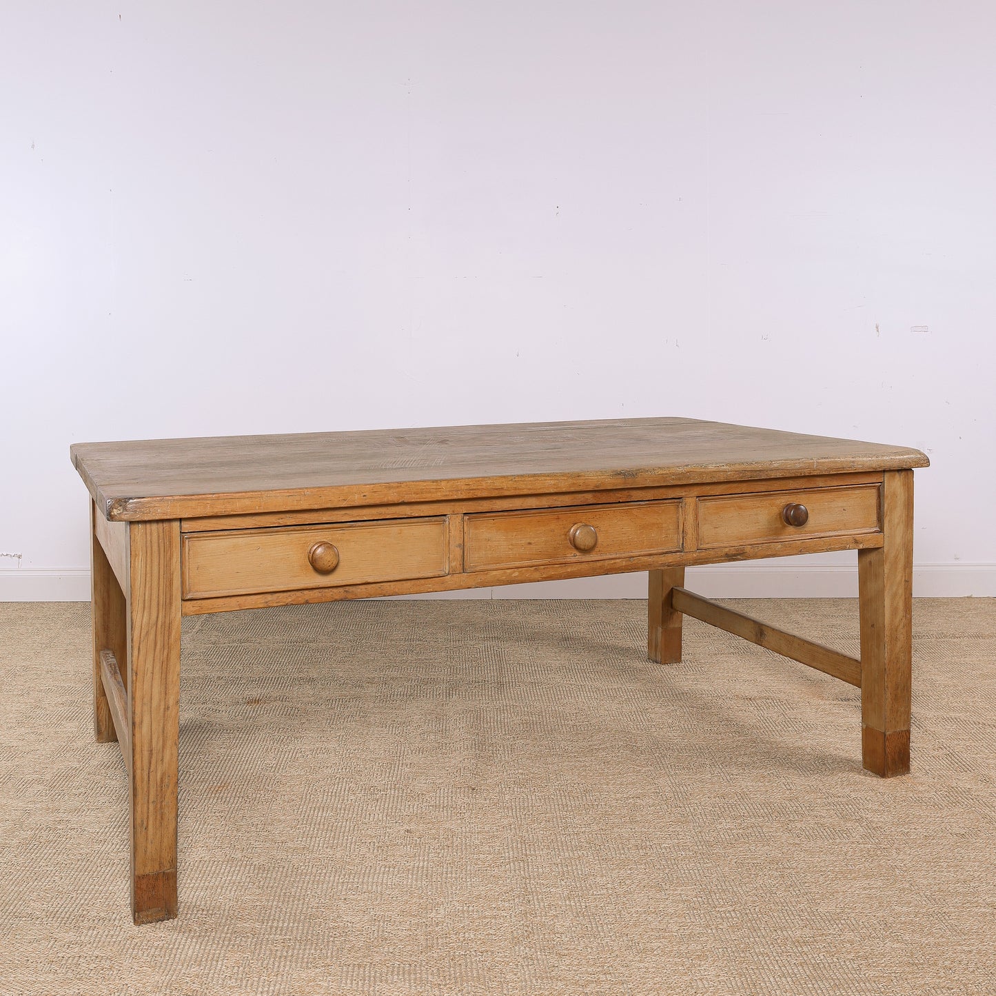 Antique English Pine Three-Drawer Farmhouse Table | Circa 1870
