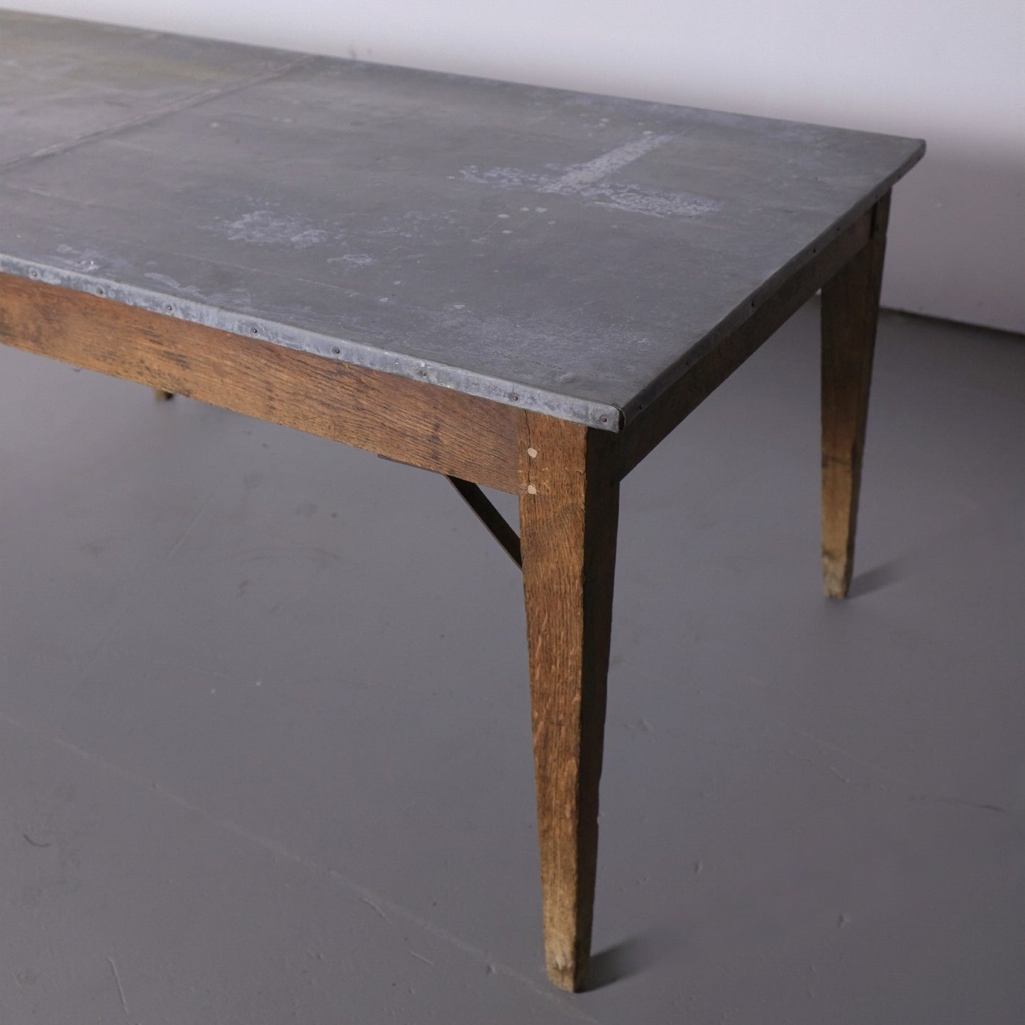 Antique French Oak Zinc Top Refectory Dining Table | Circa 1880