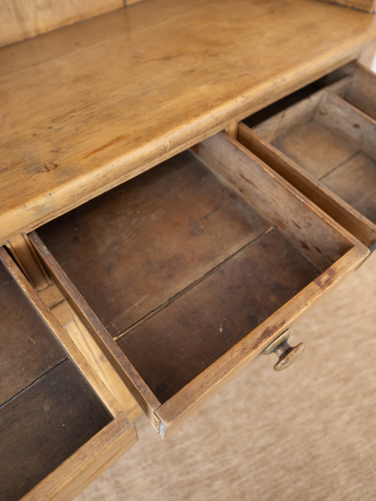 Antique English Pine Kitchen Dresser - Circa 1860