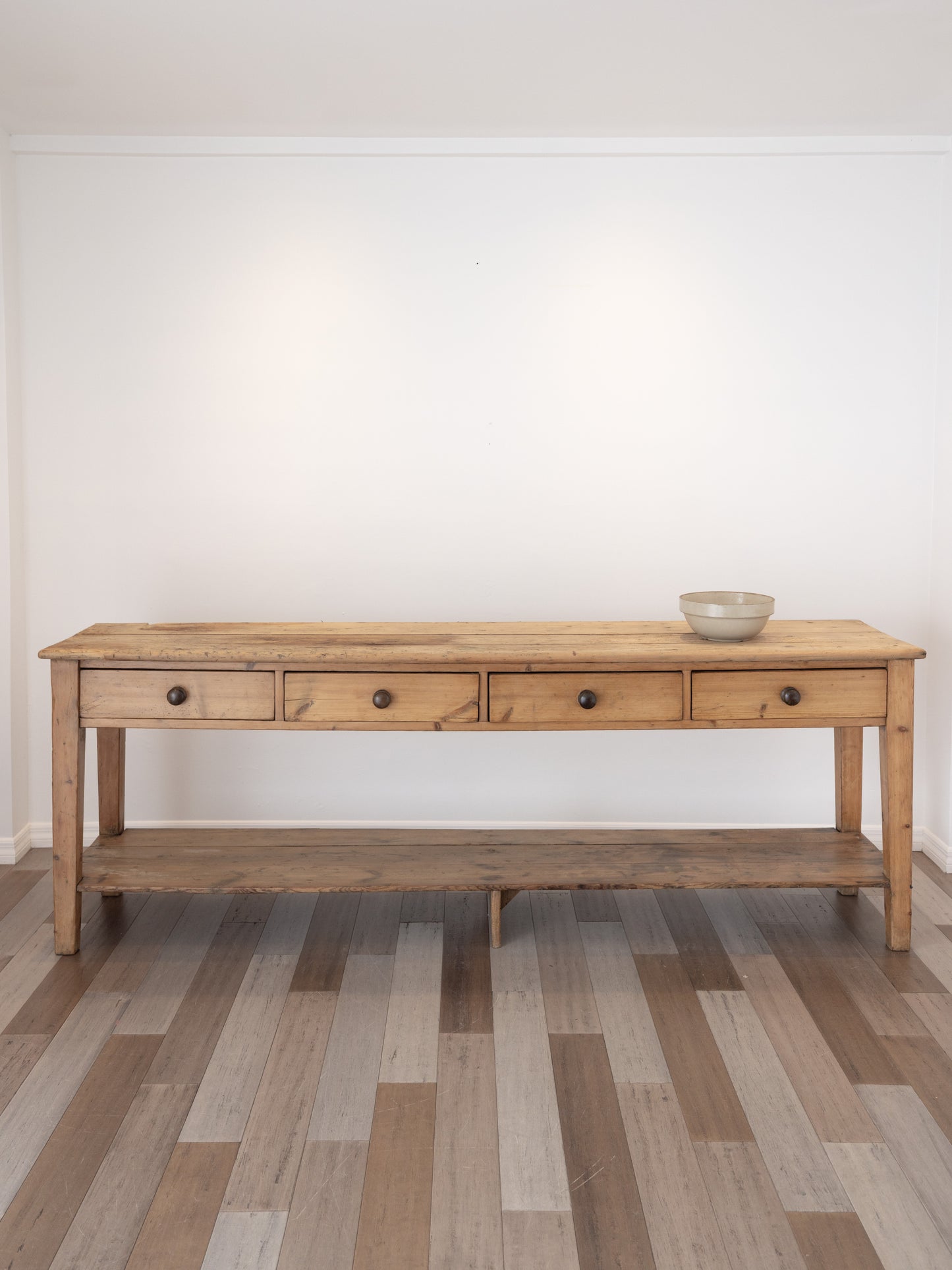 Impressive Antique English Pine Pot Board Dresser Base  - Circa 1850