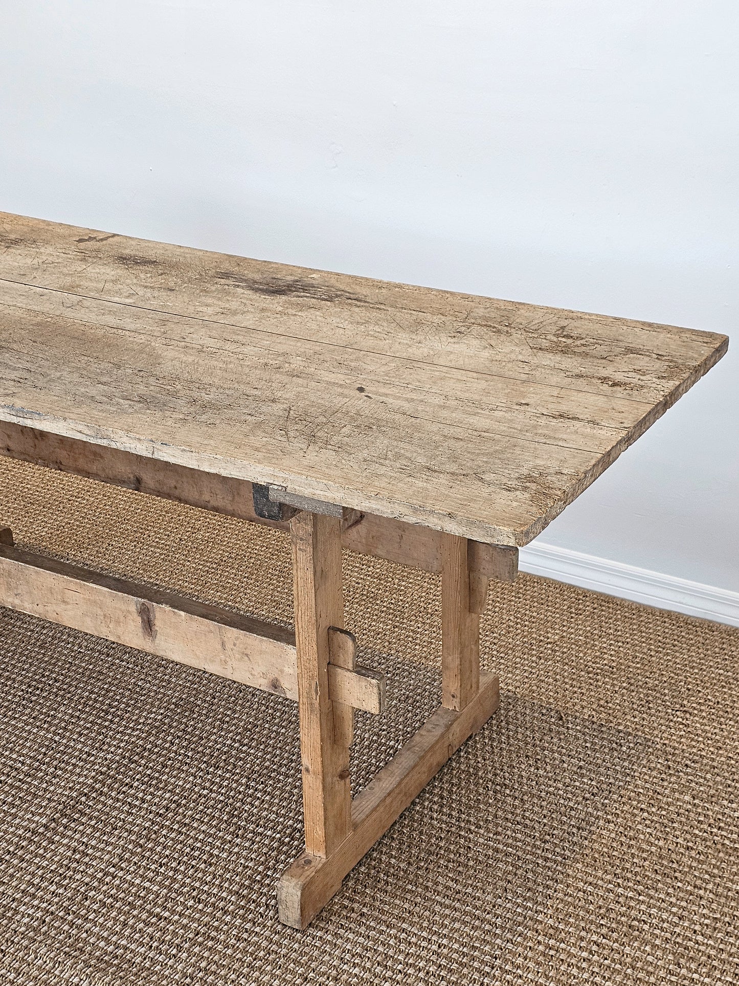 Antique European Pine Trestle Table