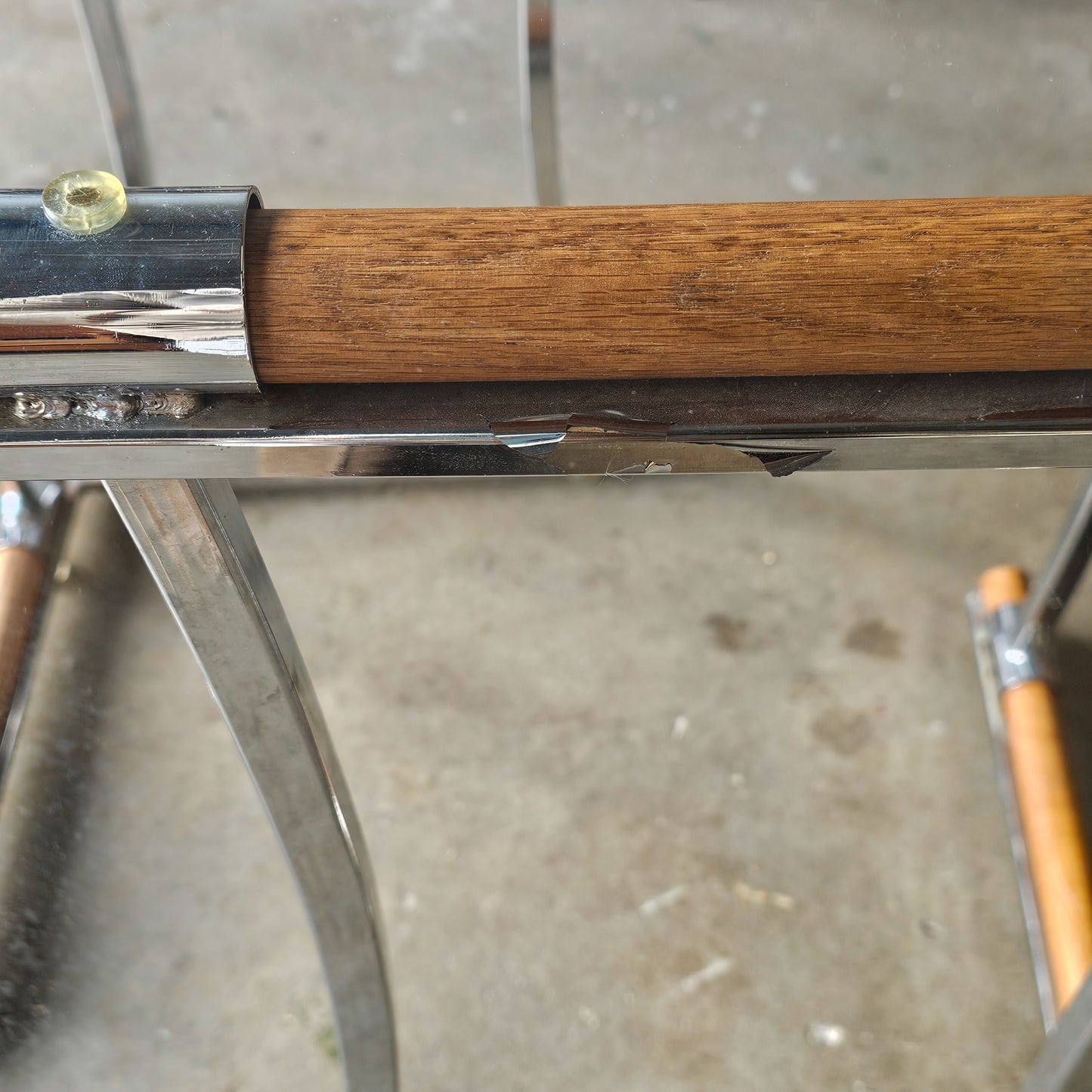 Circa 1970s Chrome & Glass Dining Set with Oak Armchairs 5-Piece Set