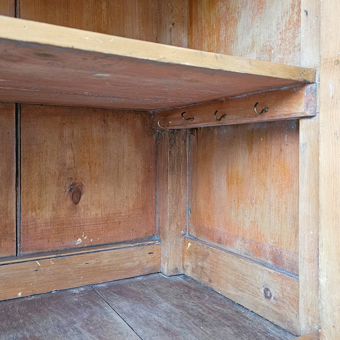 Antique English Pine Cupboard with glass doors - 1870