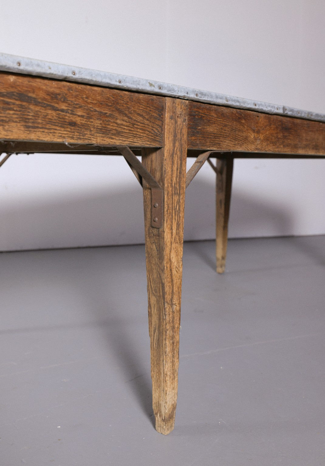 Antique French Oak Zinc Top Refectory Dining Table | Circa 1880