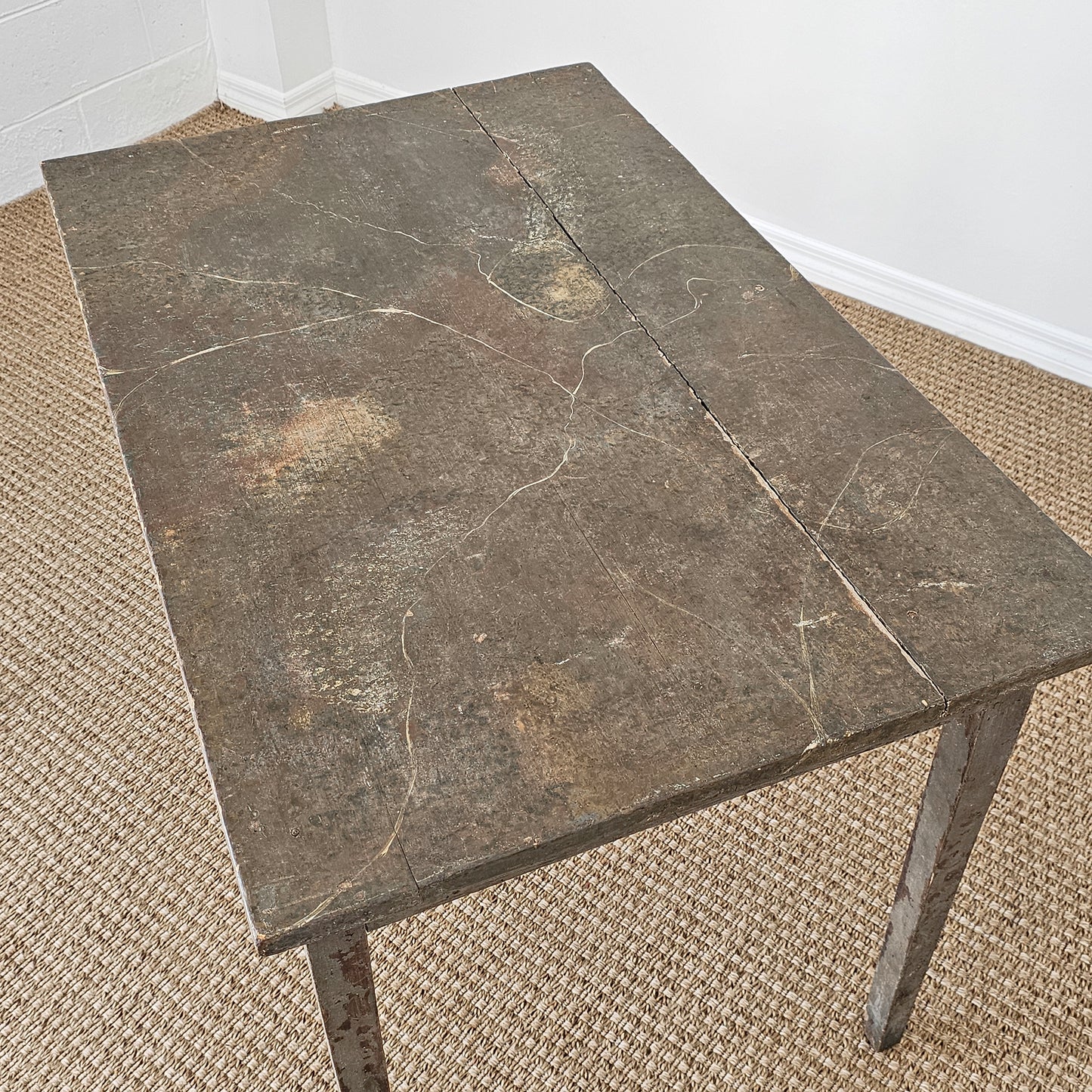 Antique Primitive Painted Pine Farm Table - Circa 1870
