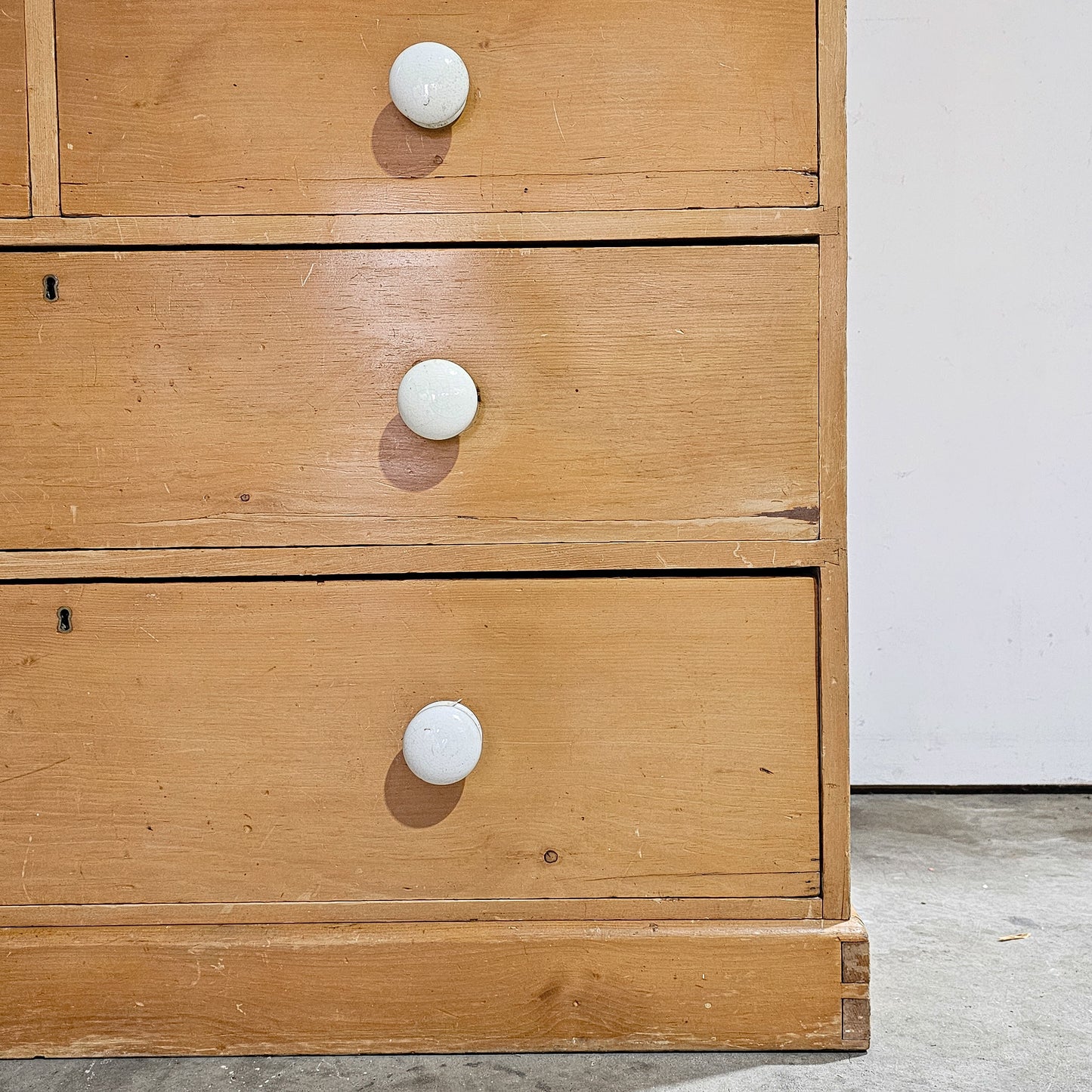 Antique English Pine Linen Press / Wardrobe - Circa 1890