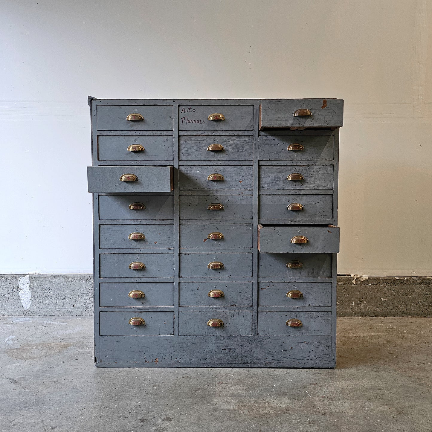 Vintage Multi-Drawer Painted Apothecary Cabinet