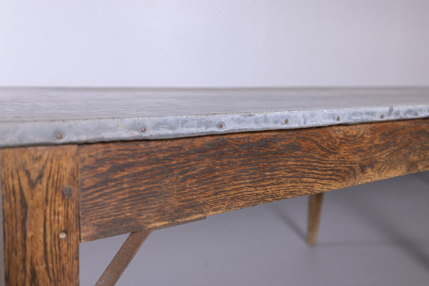 Antique French Oak Zinc Top Refectory Dining Table | Circa 1880