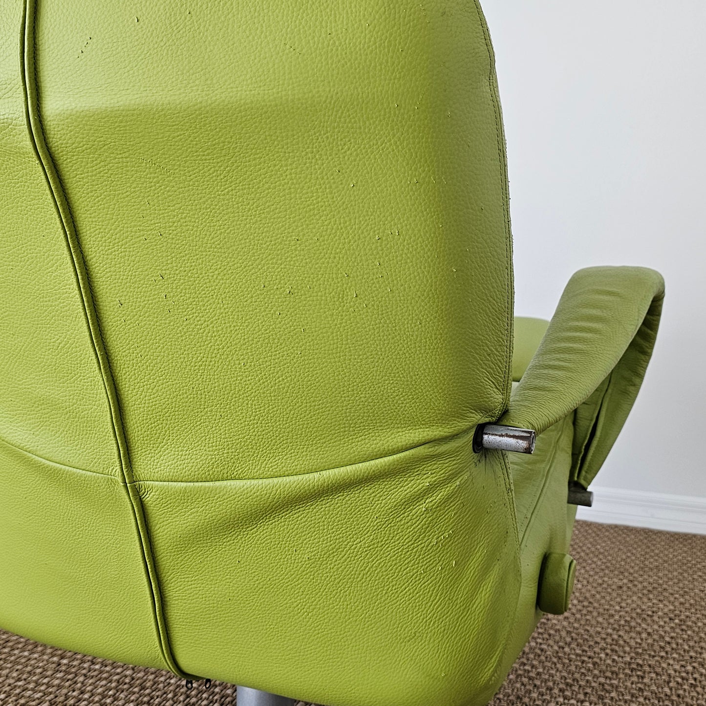 2007 Percival Lafer Reclining Lounge Chair – Lime Green Leather | Made in Brazil