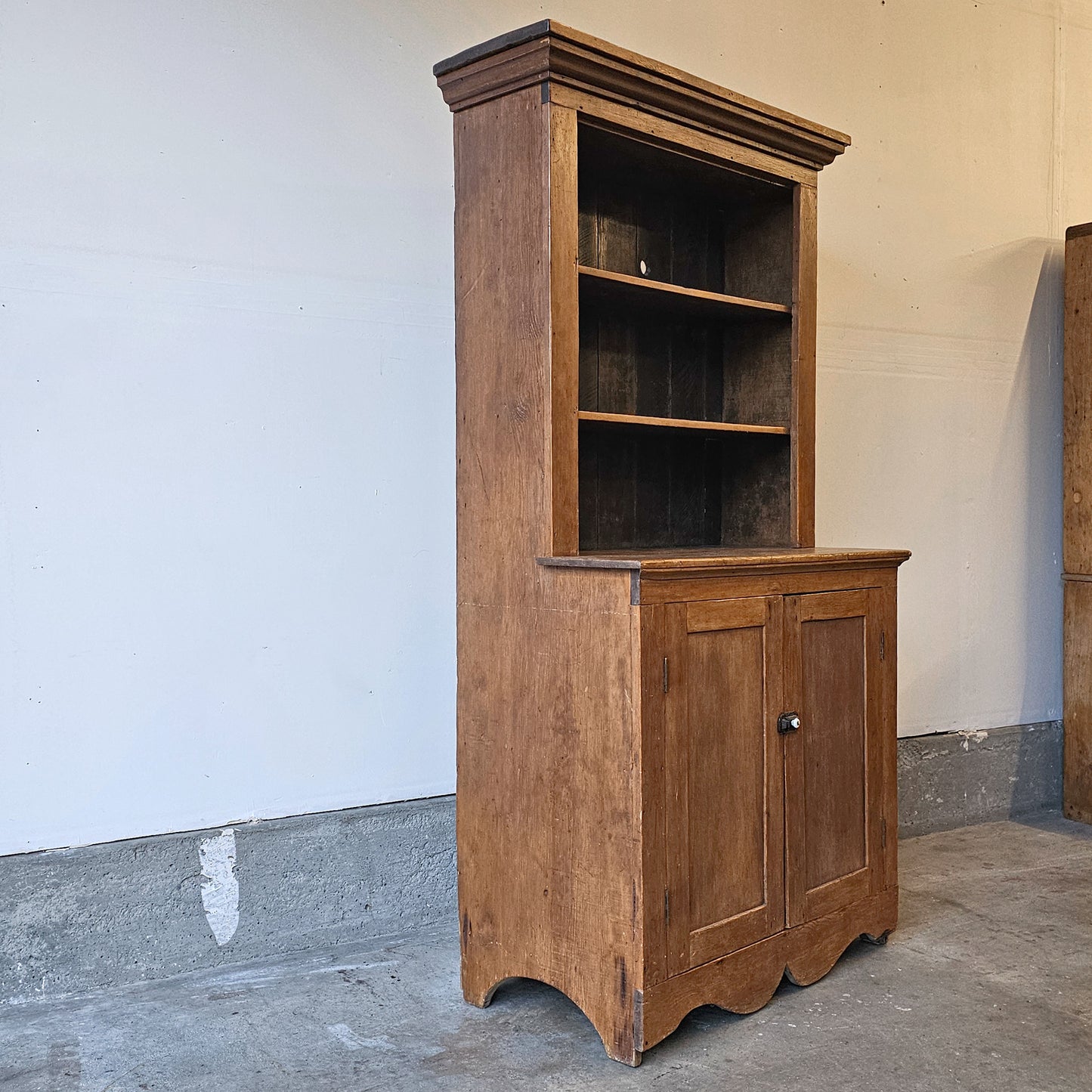 Antique Primitive Pine Step-Back Hutch - Circa 19th-century