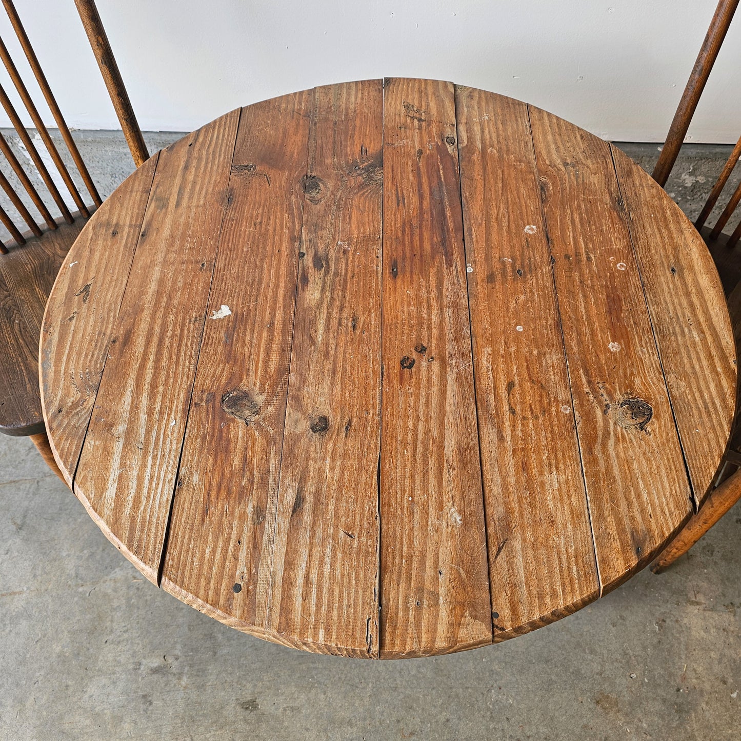 Antique pine cricket table with chairs