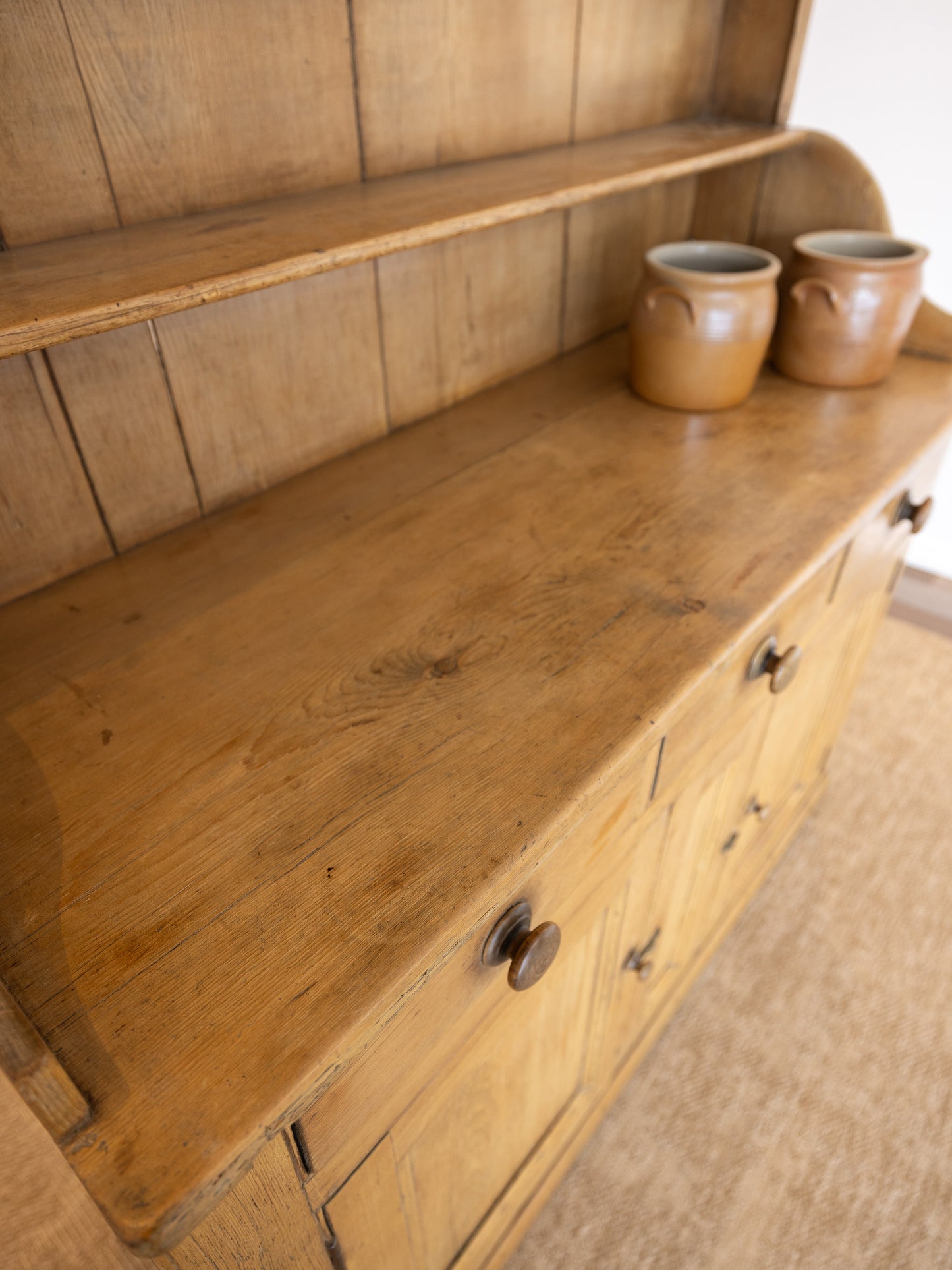Antique English Pine Kitchen Dresser - Circa 1860