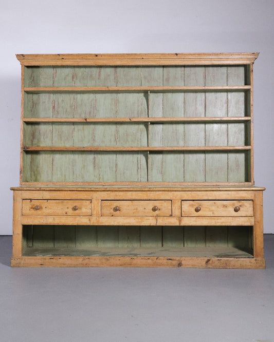 Monumental 10' Antique English Pine Country Kitchen Dresser - Circa 1870
