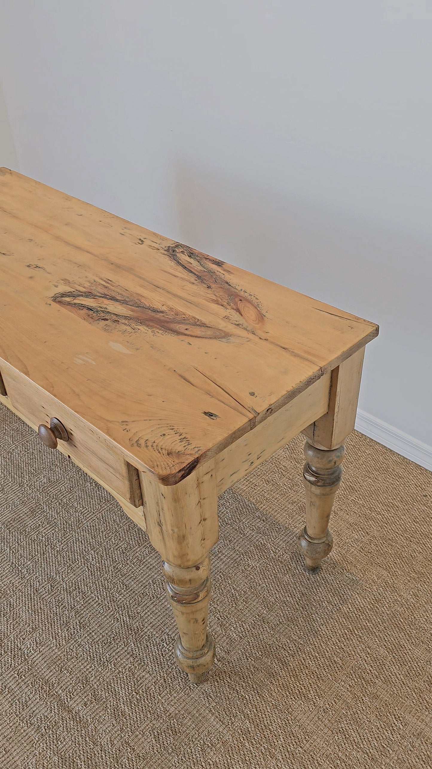 Antique English Pine Console Table or Desk - Circa 1880