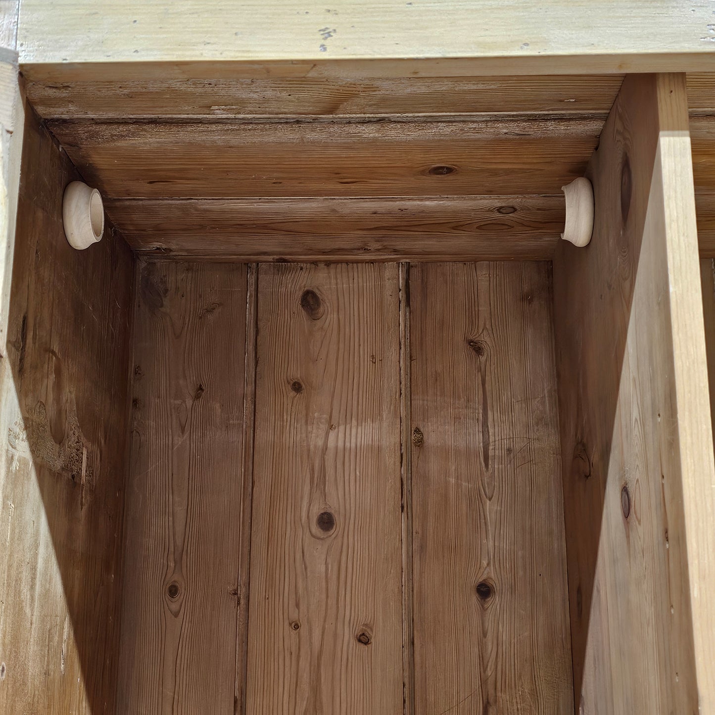 Antique English Pine Linen Press / Wardrobe - circa 1870