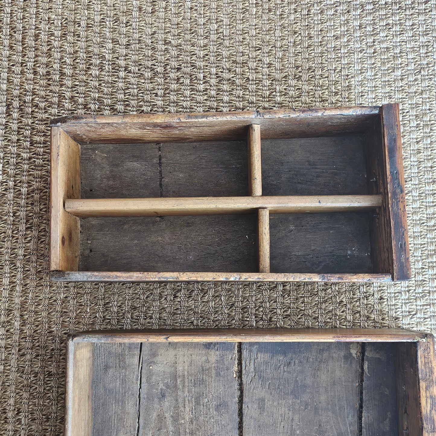 Antique Pine Cupboard & Open Plate Rack
