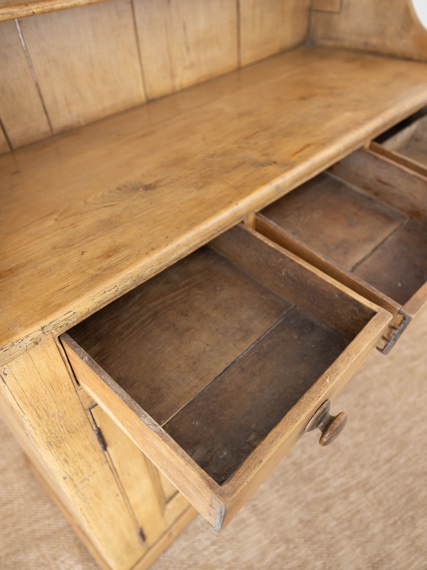Antique English Pine Kitchen Dresser - Circa 1860