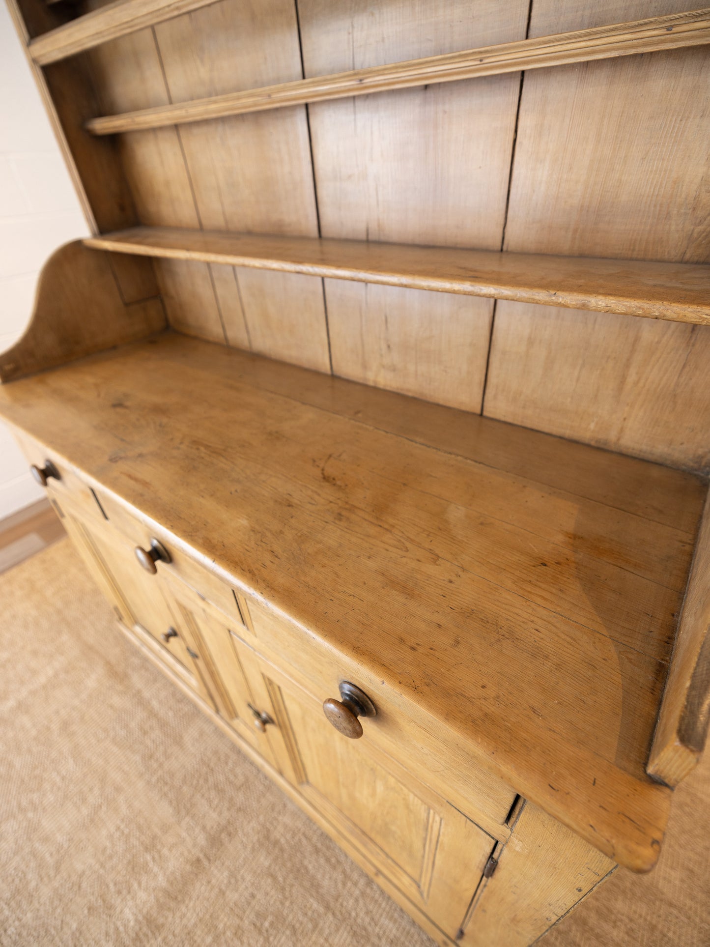 Antique English Pine Kitchen Dresser - Circa 1860