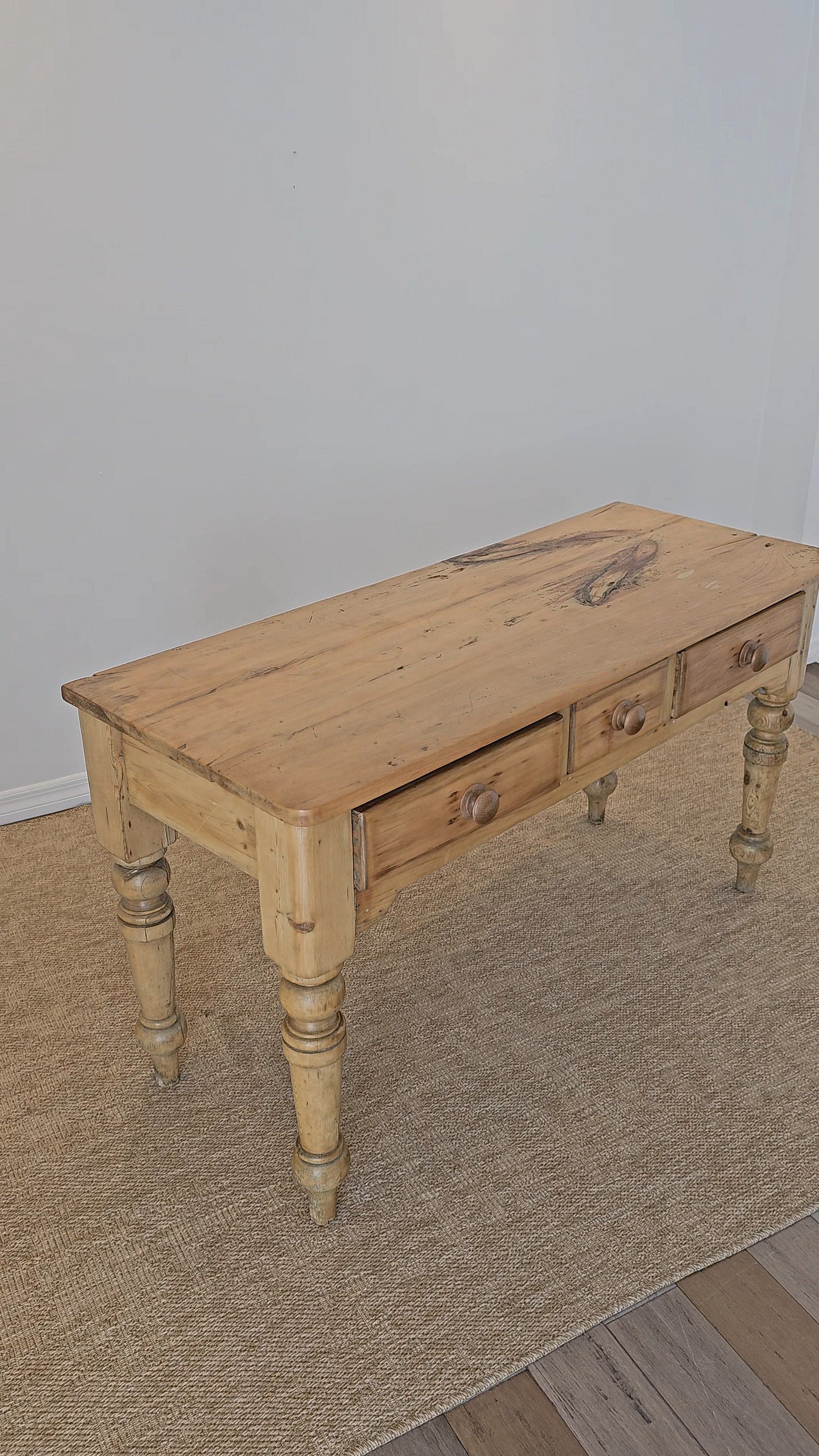 Antique English Pine Console Table or Desk - Circa 1880