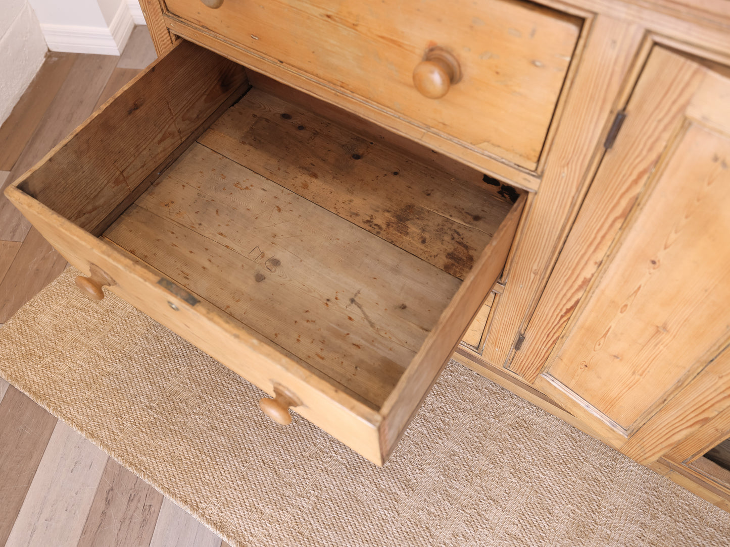 Stately Antique English Pine Sideboard Kitchen Island -
Circa 1870