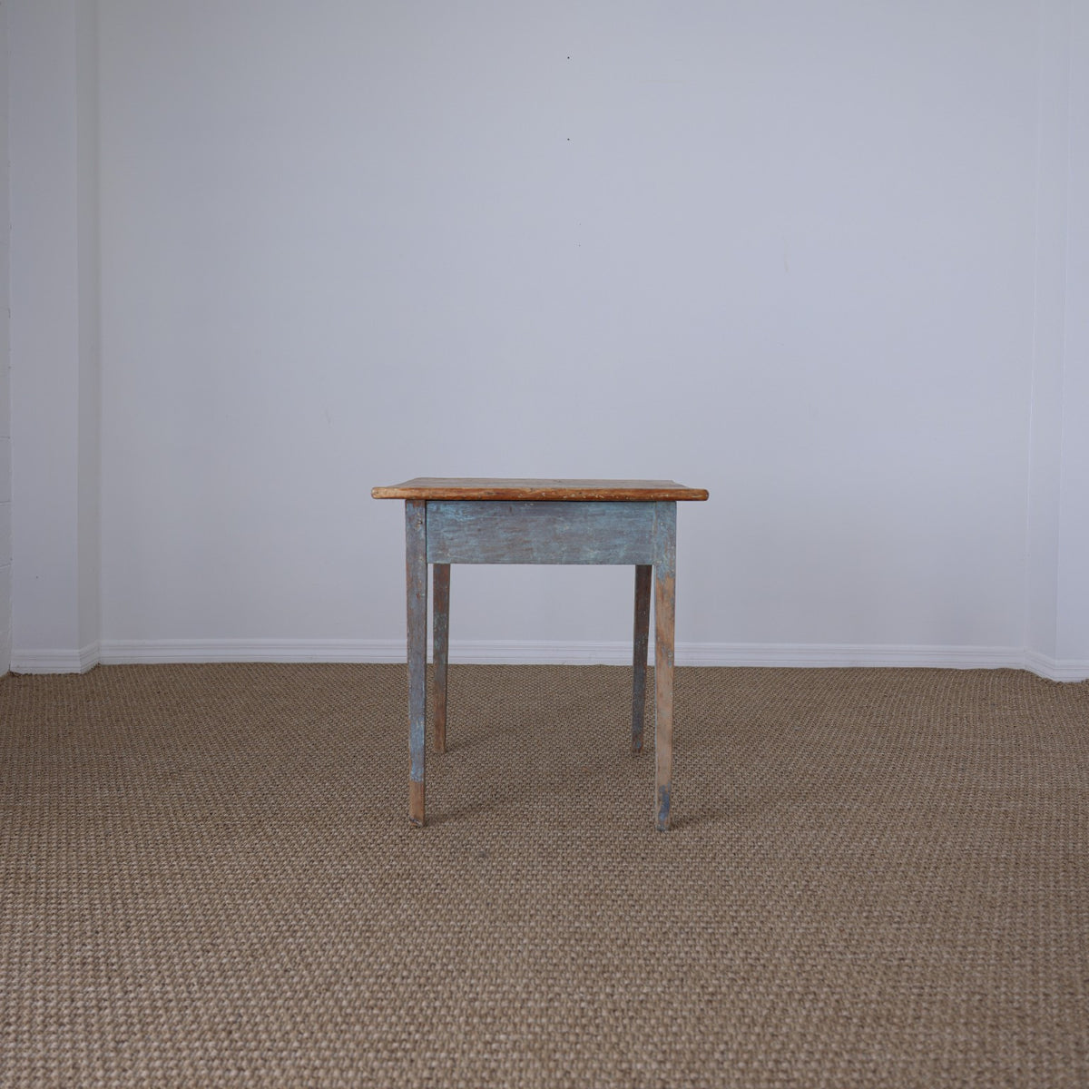 19th Century Pine Painted Blue Side Table