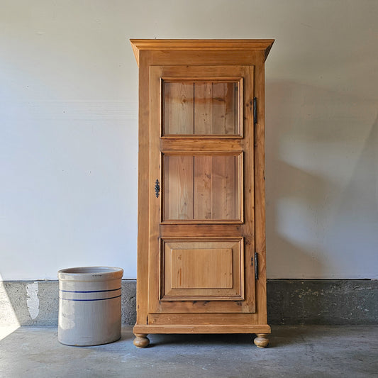Antique pine curio cabinet
