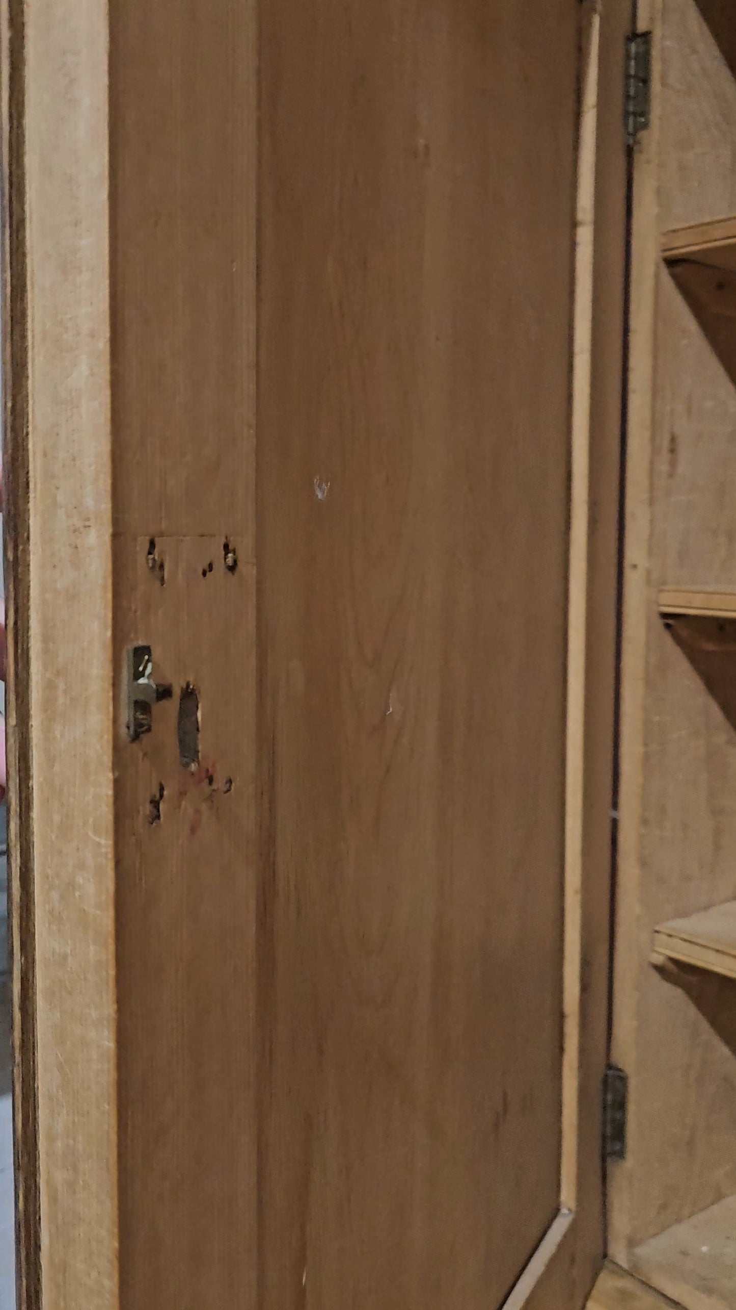 Stately Antique English Bleached Pine Linen Press Wardrobe - circa 1870