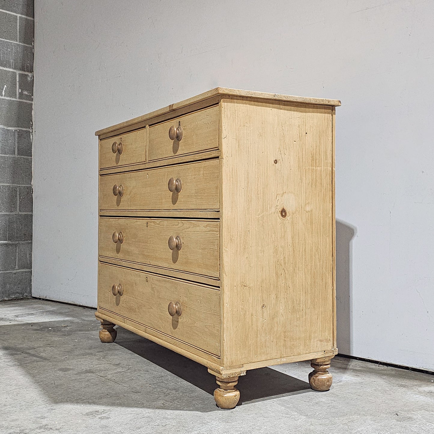 Stately Antique Bleached Pine Chest of Drawers (Dresser) - Circa 1870
