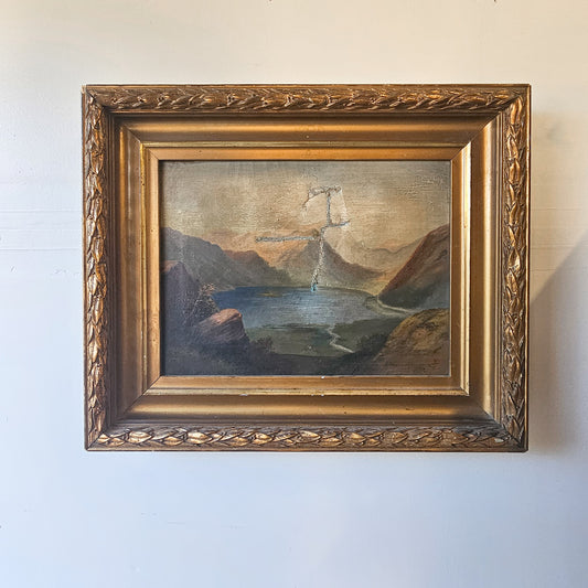 Antique Framed Landscape Oil Painting - Gold Frame