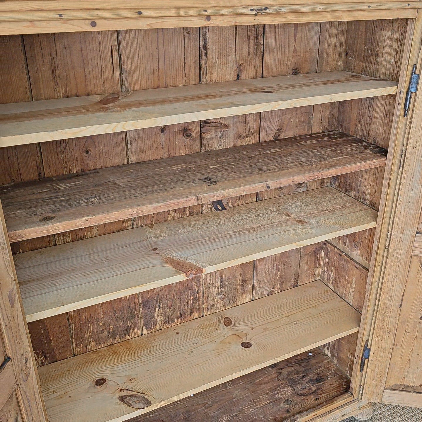 Antique Dutch Pine Kitchen Cabinet with glass doors