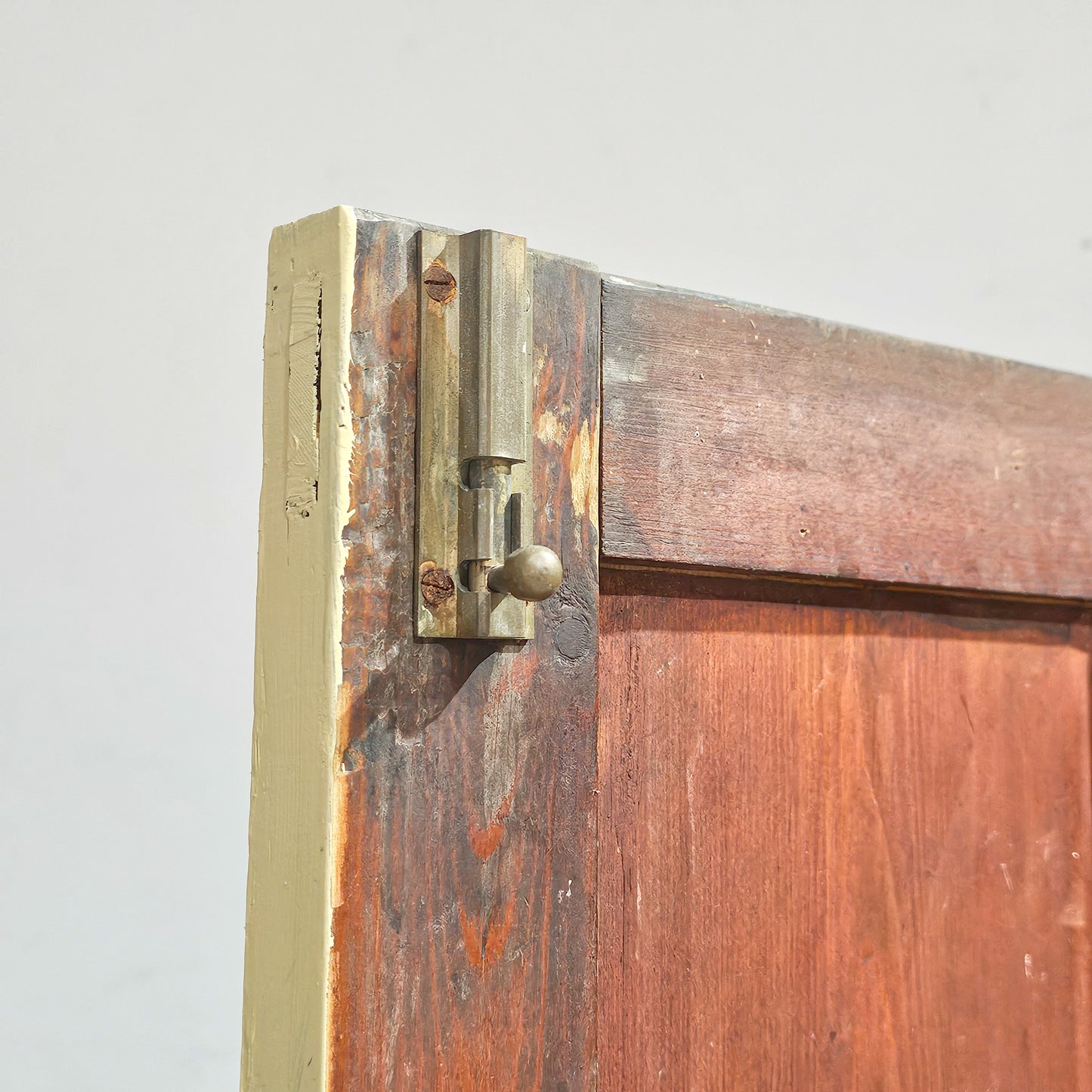 Antique Pale Yellow Painted Pine Cabinet - Circa 1905