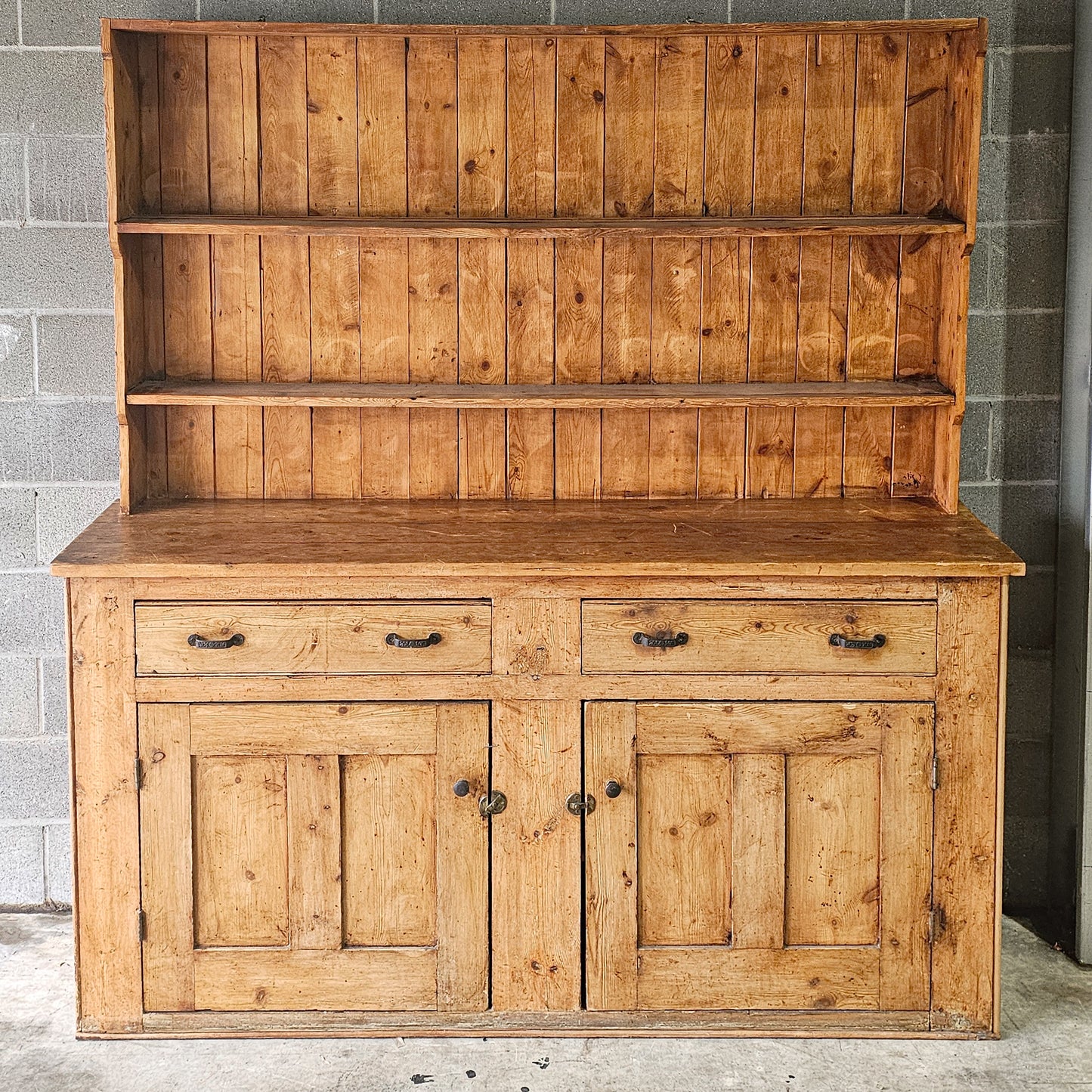 Antique English Pine Kitchen Hutch or Dresser - Circa 1890