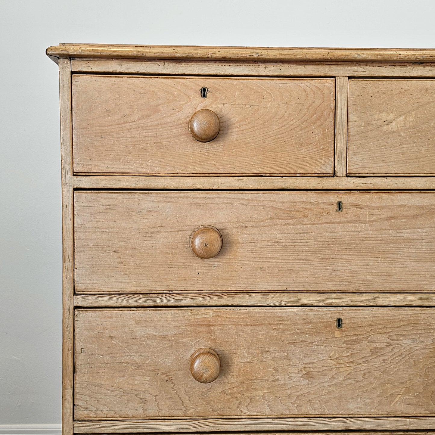 Antique English Bleached Pine Chest of Drawers (Dresser)- Circa 1870