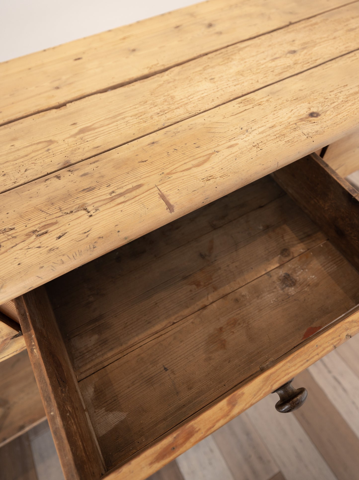 Impressive Antique English Pine Pot Board Dresser Base  - Circa 1850