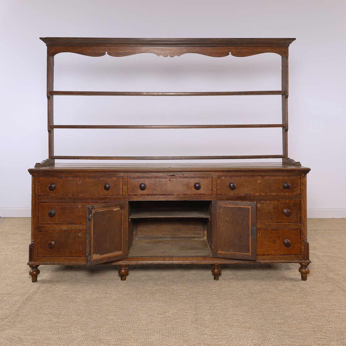 Antique Welsh Oak Dresser Circa 1850 Victorian Plate Rack Farmhouse Cupboard