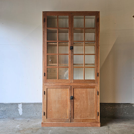 Vintage Pine Cabinet with glass doors
