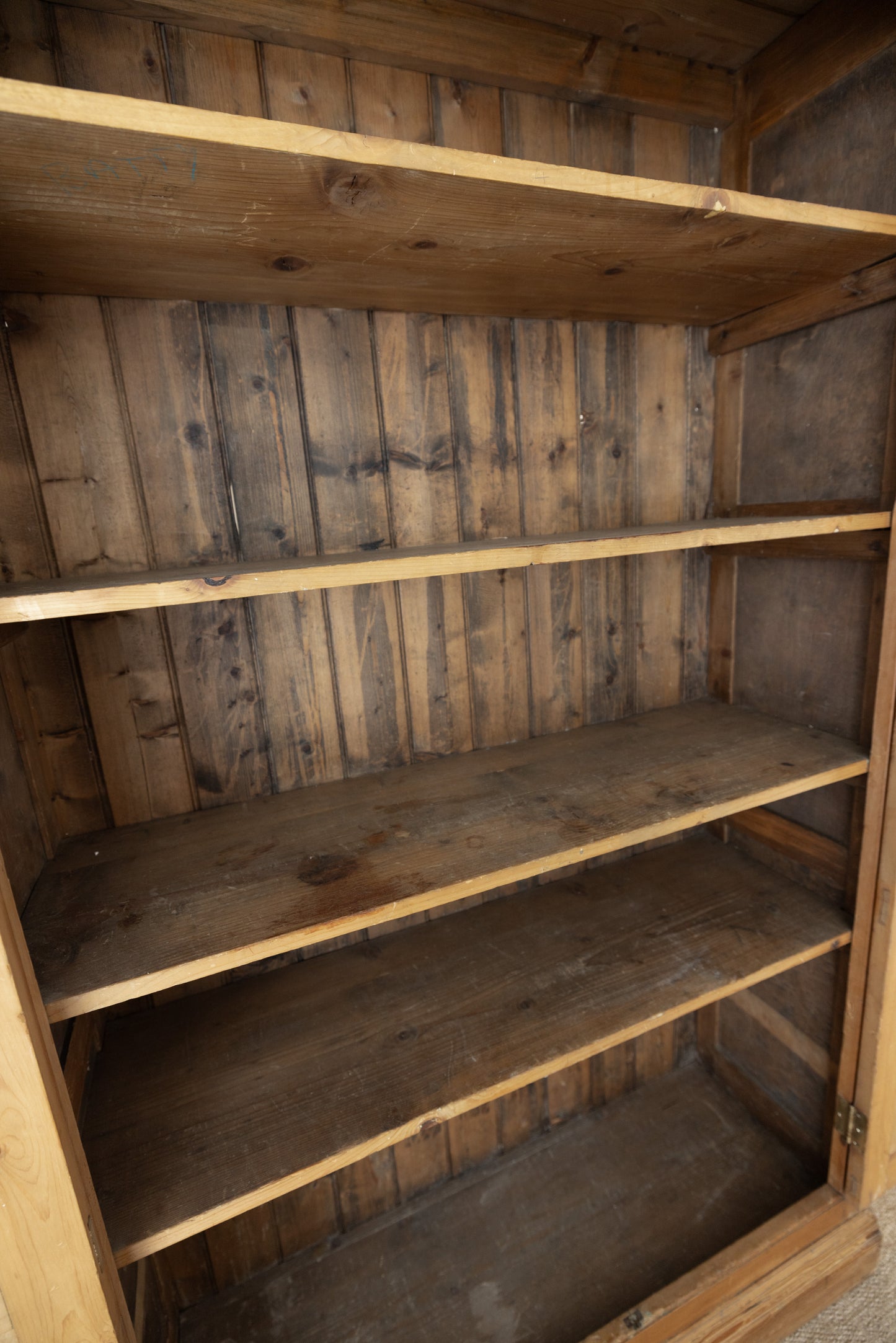 Antique English Honey Pine Linen Cabinet - Circa 1890