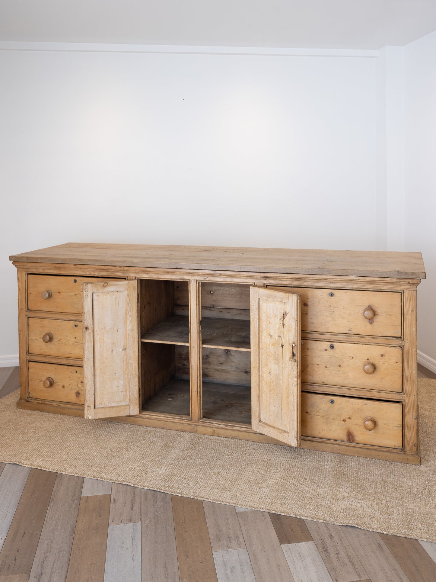 Stately Antique English Pine Sideboard Kitchen Island -
Circa 1870