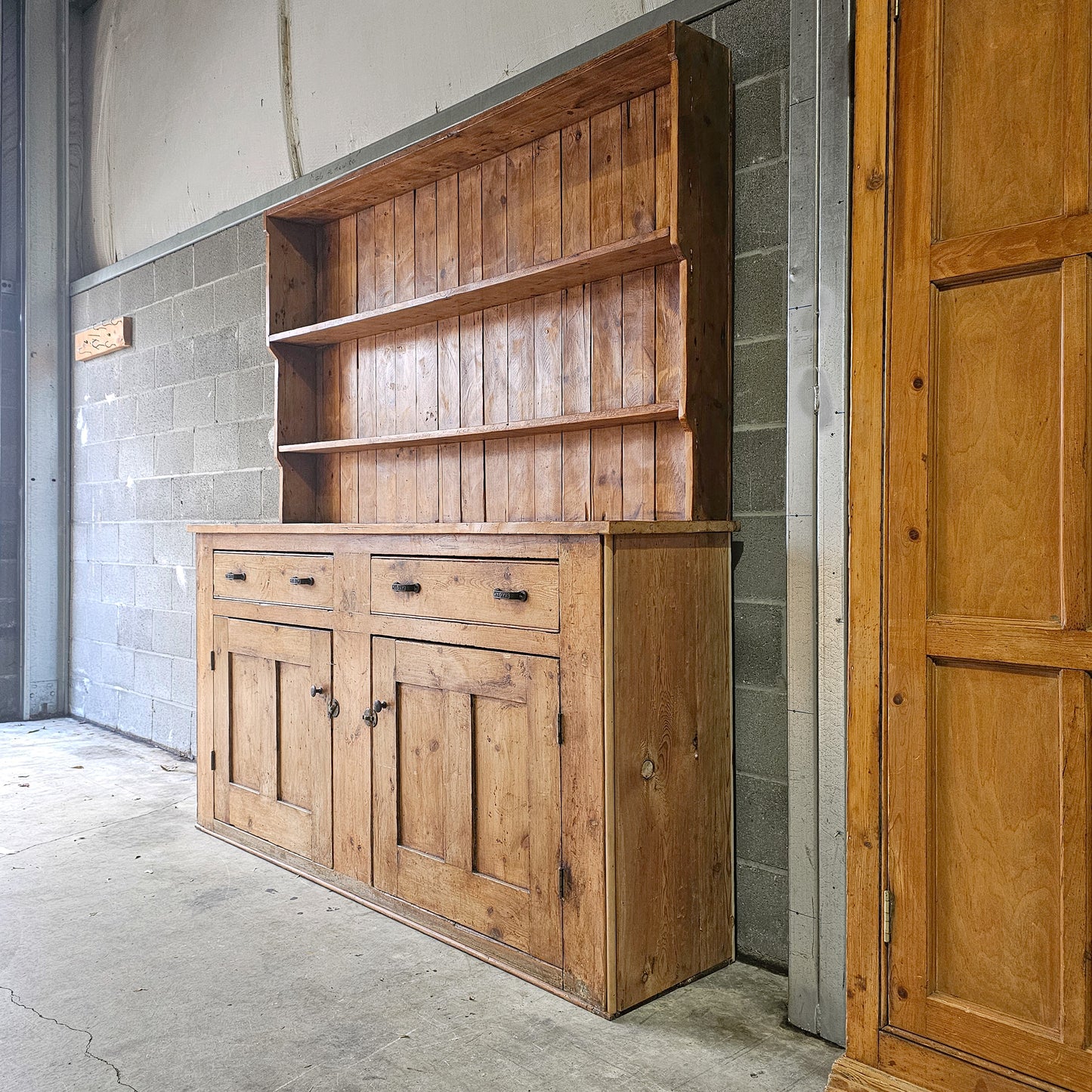 Antique English Pine Kitchen Hutch or Dresser - Circa 1890