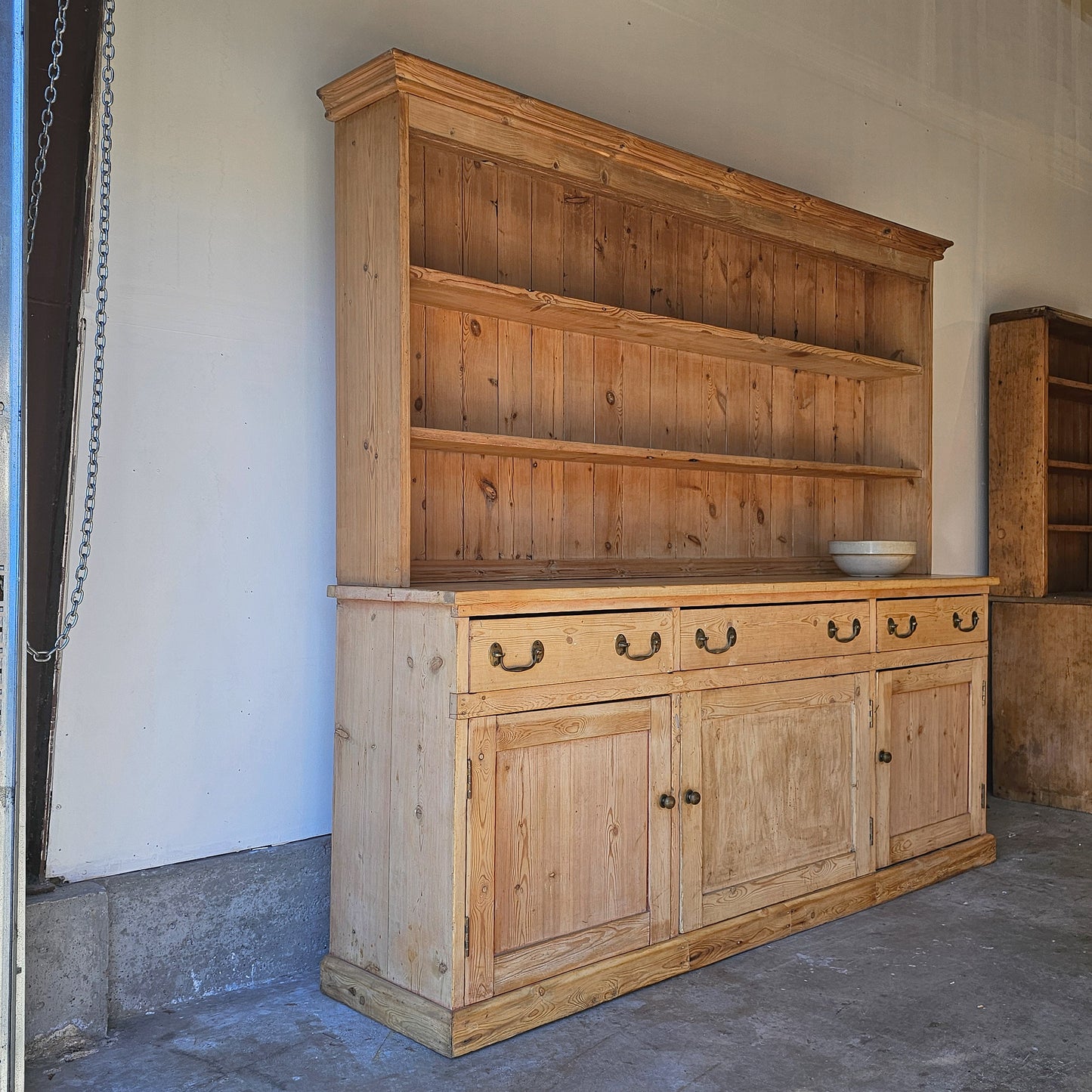 Antique English Pine Kitchen Dresser / Hutch - Circa 1850
