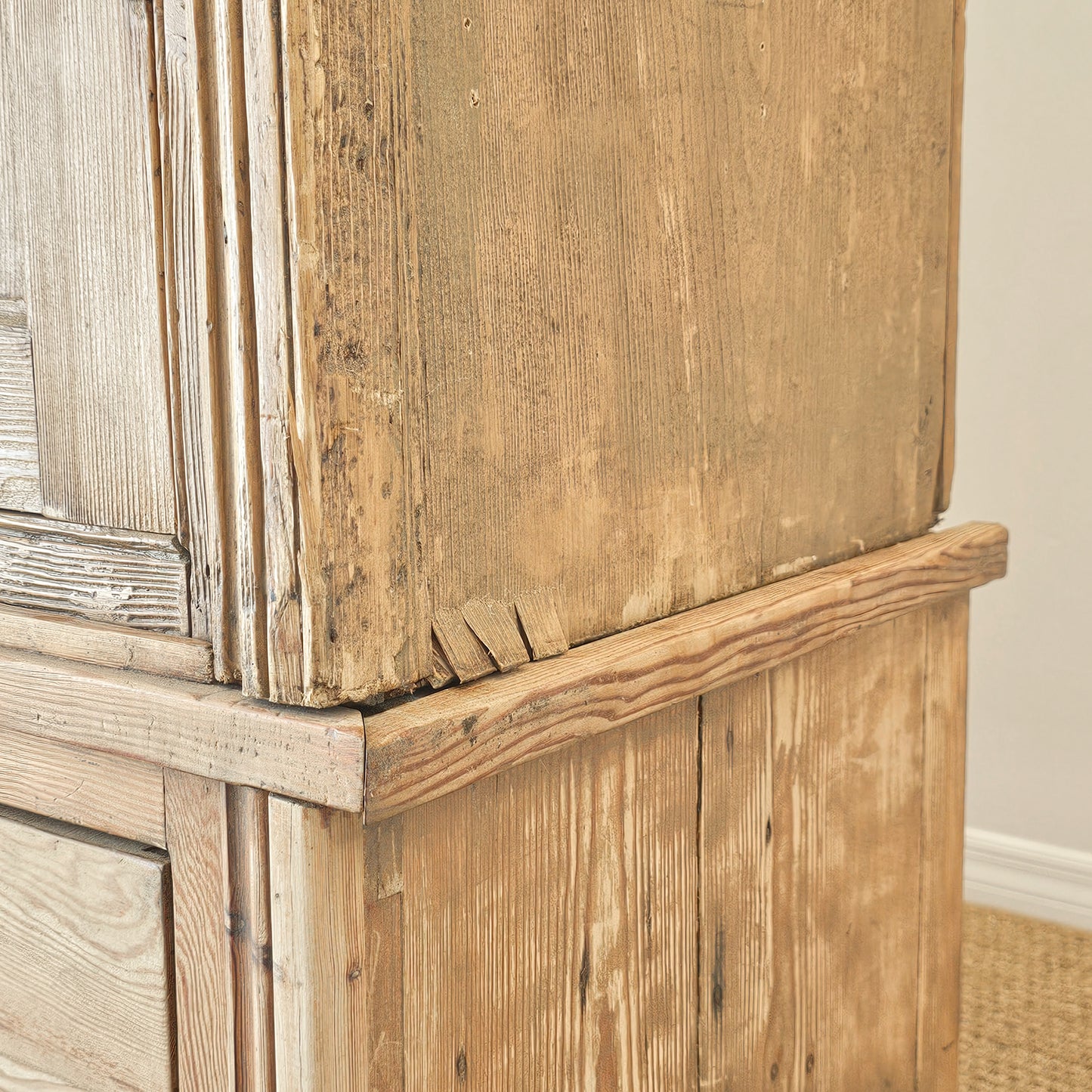 Monumental Antique English Pine Housekeeper’s Cupboard / Linen Press, Circa 1880
