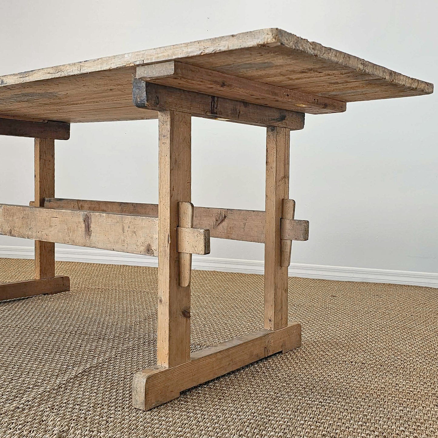Antique European Pine Trestle Table