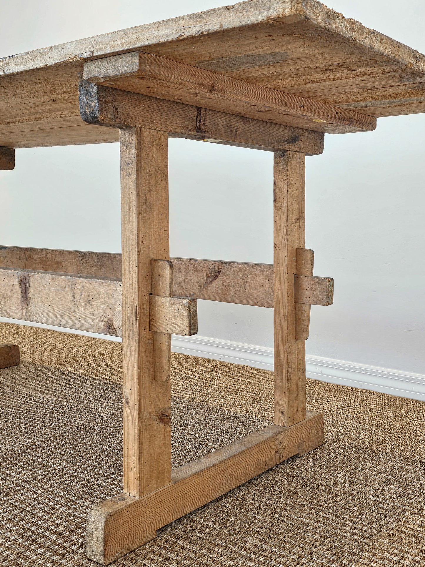 Antique European Pine Trestle Table