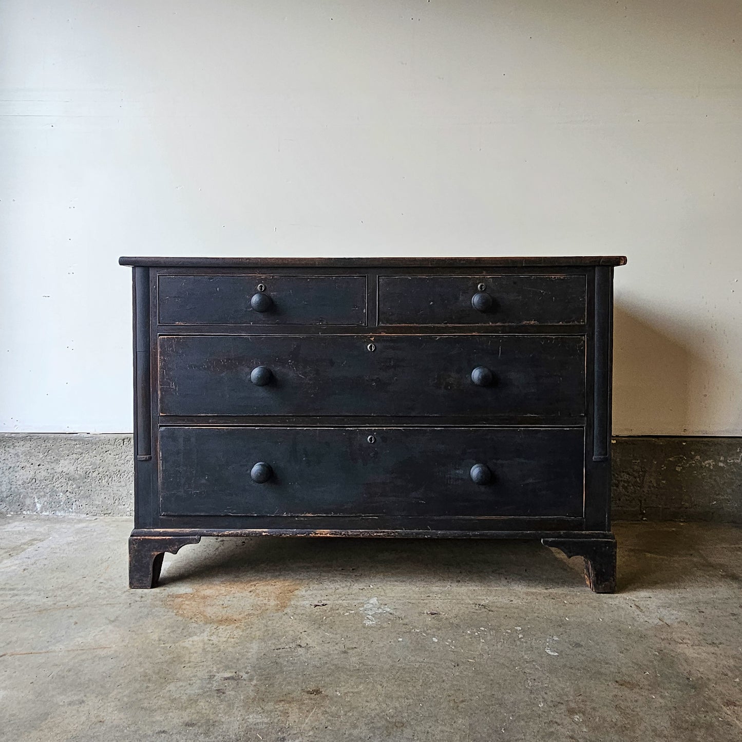 Antique Ebonized Pine Chest of Drawers - Circa 1830