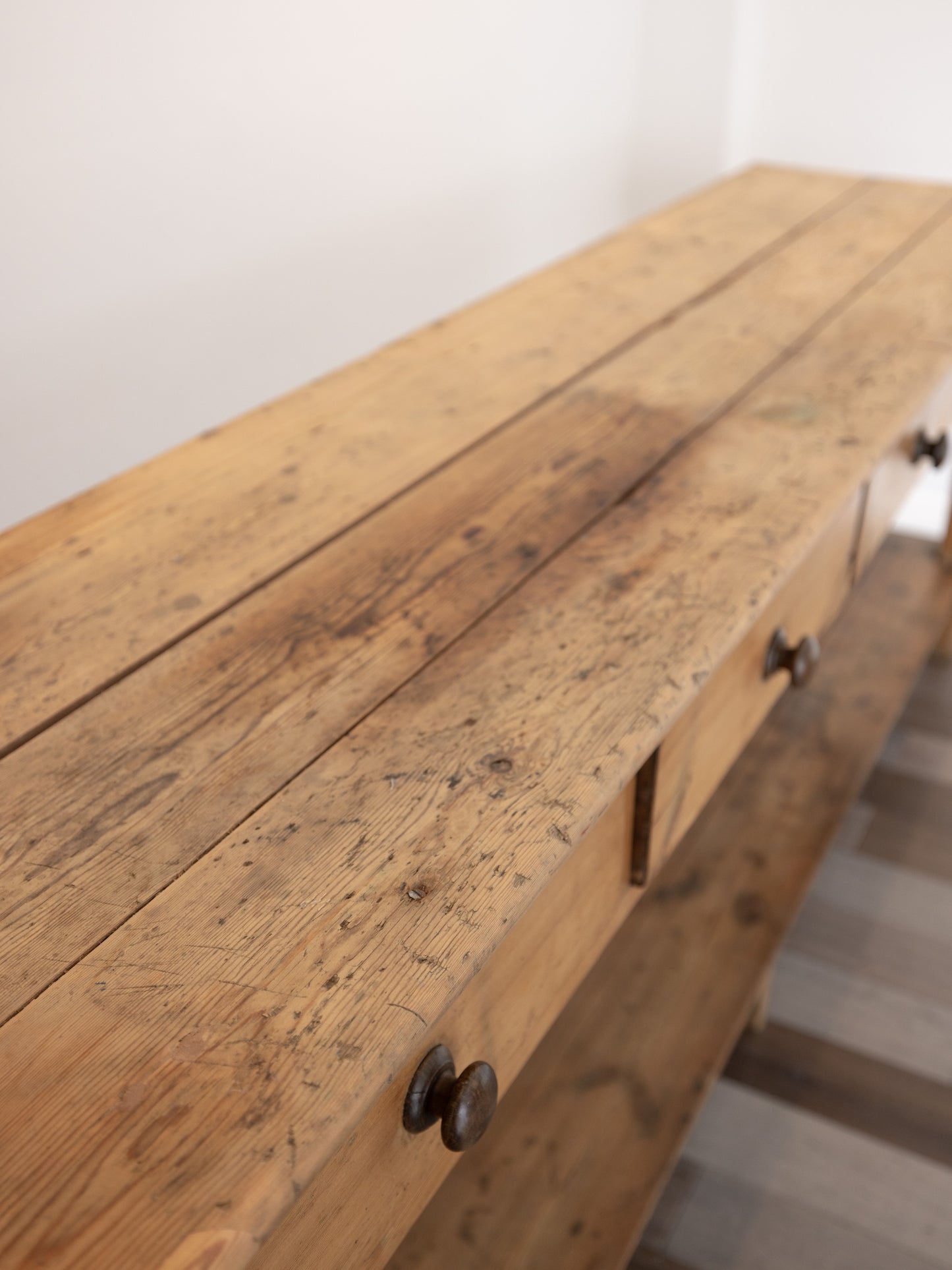 Impressive Antique English Pine Pot Board Dresser Base  - Circa 1850