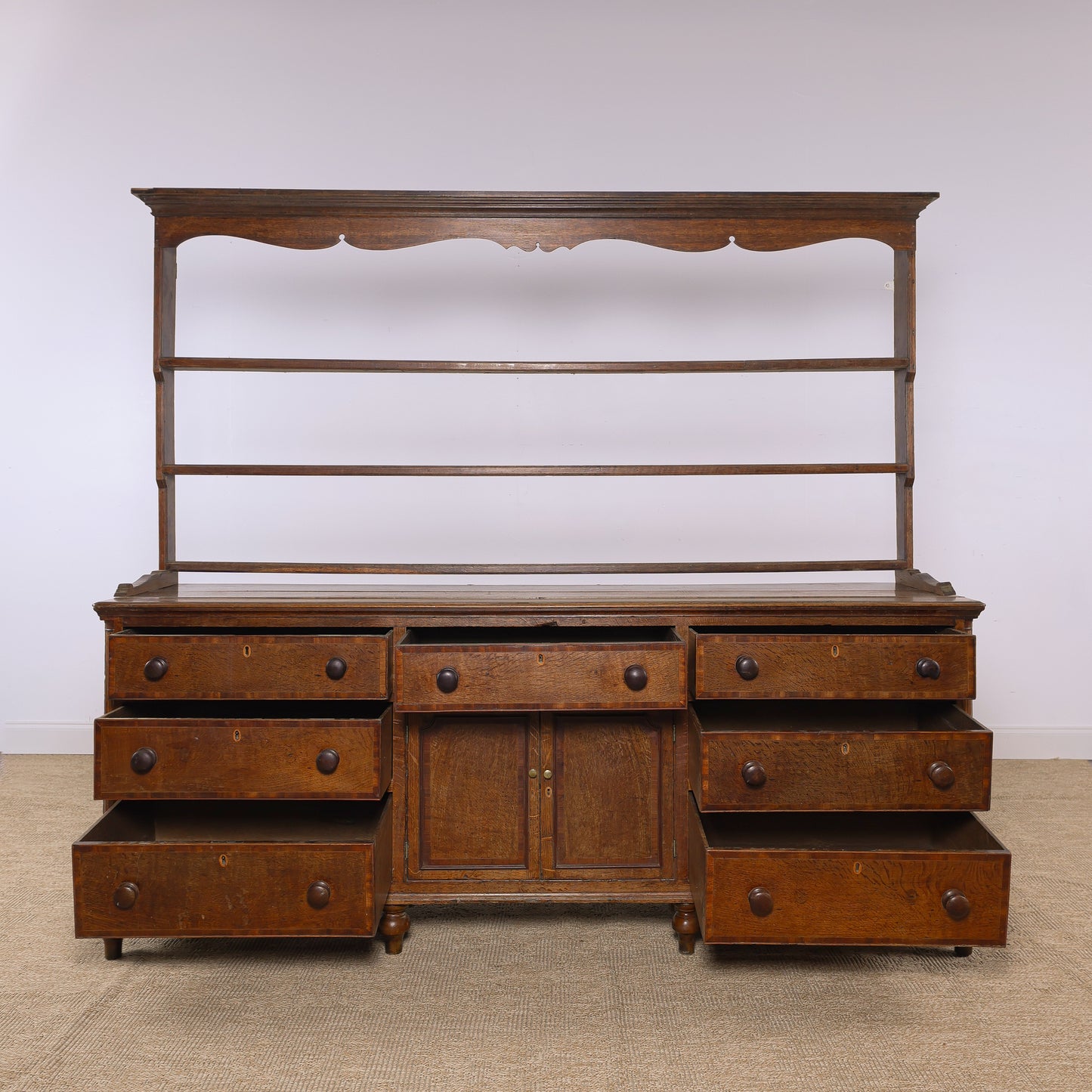 Antique Welsh Oak Dresser Circa 1850 Victorian Plate Rack Farmhouse Cupboard