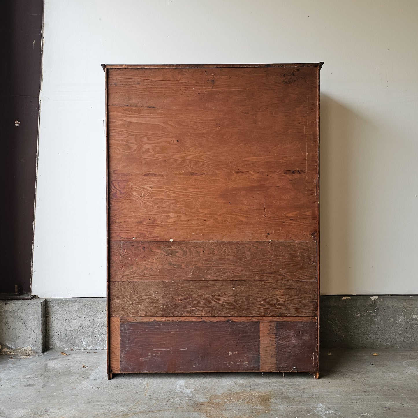 Antique fir cabinet - green painted interior