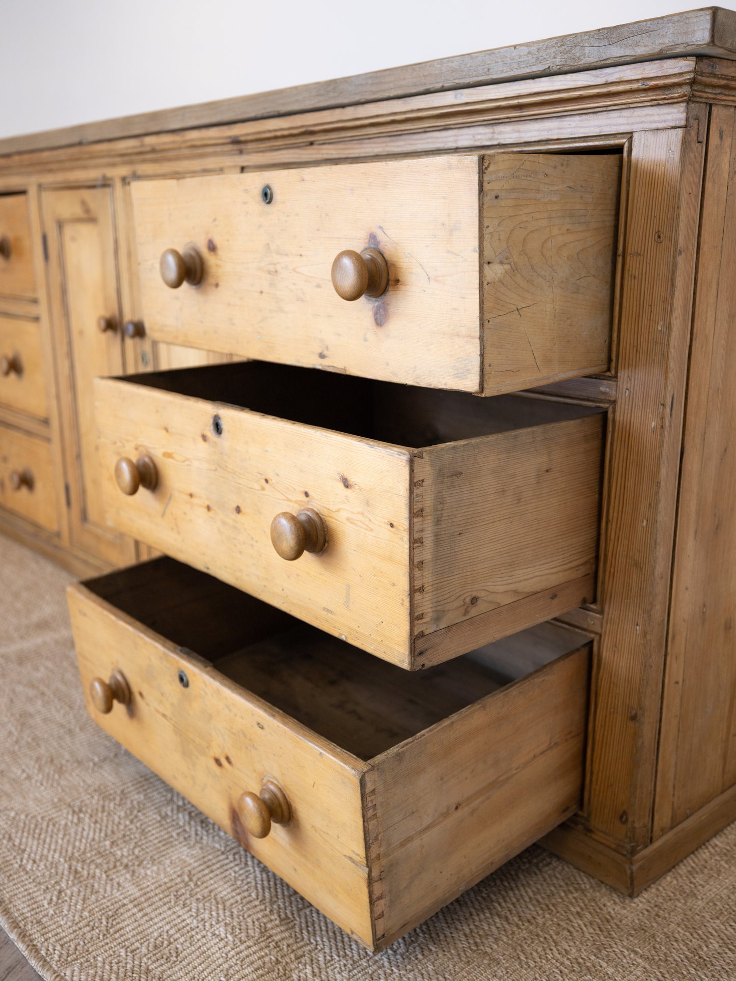 Stately Antique English Pine Sideboard Kitchen Island -
Circa 1870