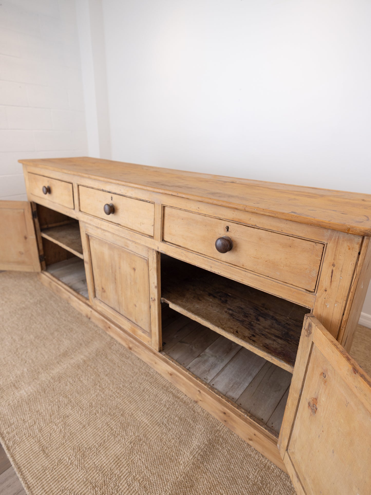 Antique English Pine Sideboard - Circa 1880